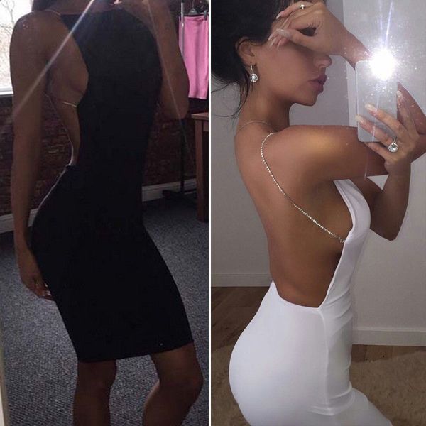 

women summer sleeveless bandage bodycon backless dresses ladies evening party club solid mini dress, Black;gray