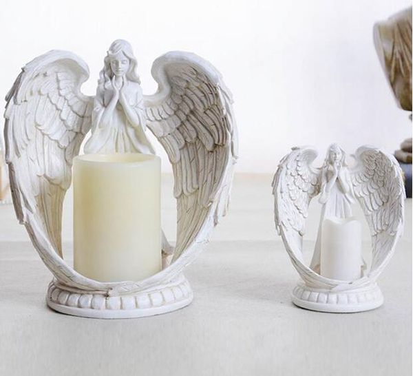 Synthetic Resin Angel Figurines Led Candle Light Wedding Prayer Church Decoration Home Decor Christmas Gift Interior Design Home Interior Design Homes