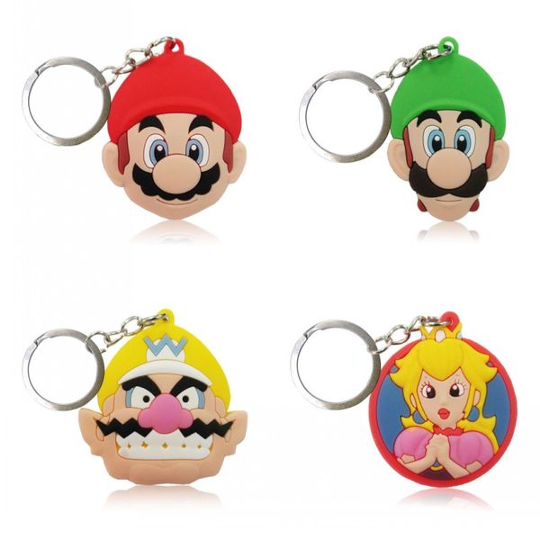 

cartoon super mario keychain super mario figure keychain mario figure keyring kids toy pendant keychain fashion trinkets, Silver
