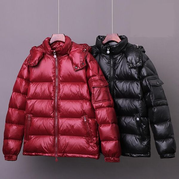 

2019 new winter men down jacket fashion male down coat glossy short hooded parka thick warm men clothing brand, Black