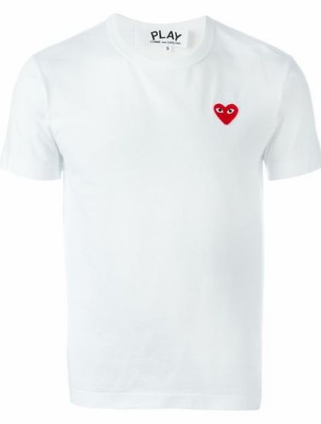 

CDG Play Commes мужских дизайнер футболки Сердце Спорт футболки Des Garcons White Pablo Вышивание рубашка для лета Тис Топы Бесплатной доставки