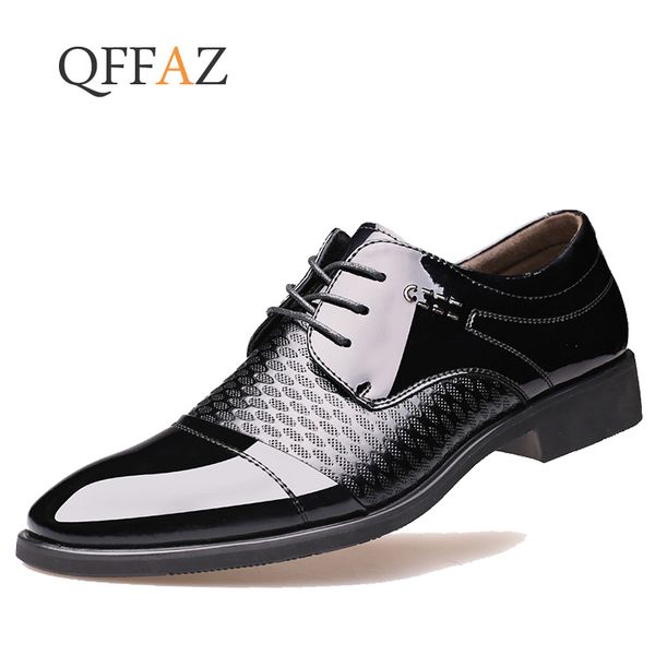 

qffaz spring autumn men formal wedding shoes men business dress shoes loafers oxford, Black