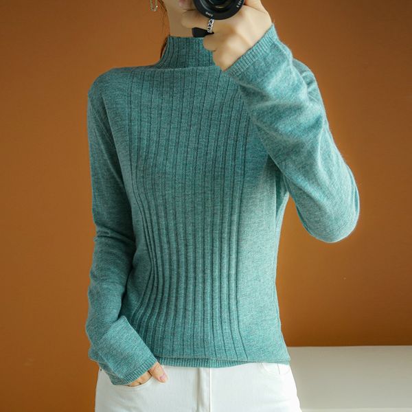 

mvlyflrt half-high collar cashmere sweater women's thin section spring and autumn winter new base sweater pullover wool, White;black