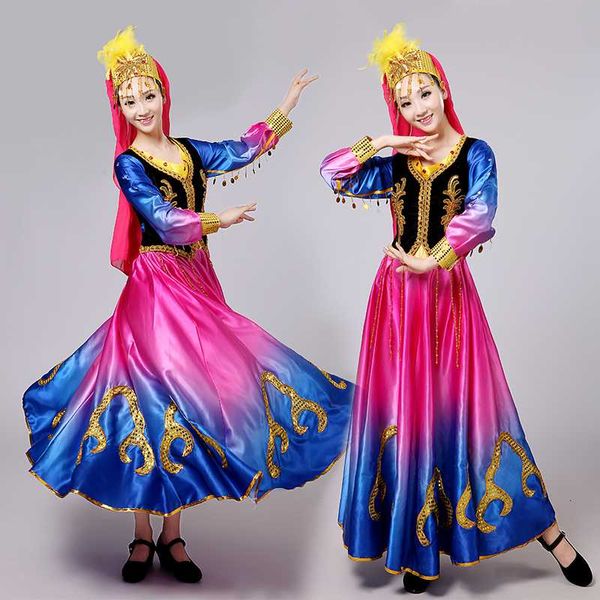 

xinjiang uygur nationality dance show clothing children ethnic minority stage show clothes & accessories woman dress, Black;red