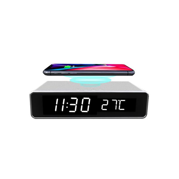 

10w fast qi wireless charger with led digital display alarm clock
