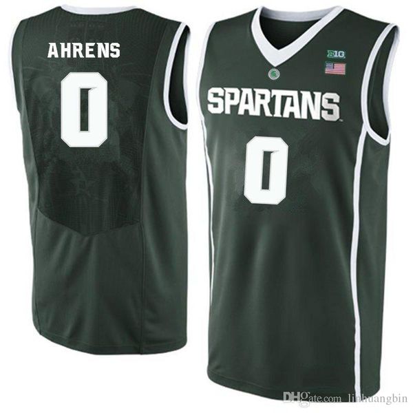 

kyle ahrens #0 men's michigan state spartans green marcus bingham jr. #30 white stitched college basketball jersey, Black