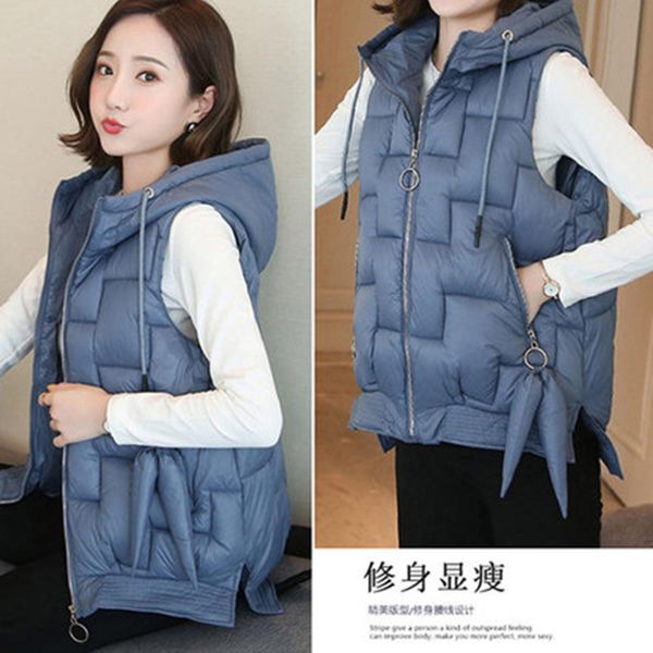 

2020 new spring and autumn winter down jacket cotton vest coat women casual fashion waistcoat female retro jackets vest lz466, Black;white