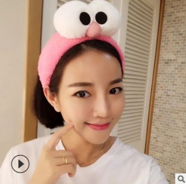 

60pcs/lot diy multi coral fleece cartoon headbands big eyes wash face elasticity hair bands styling tools accessories ha649, Brown