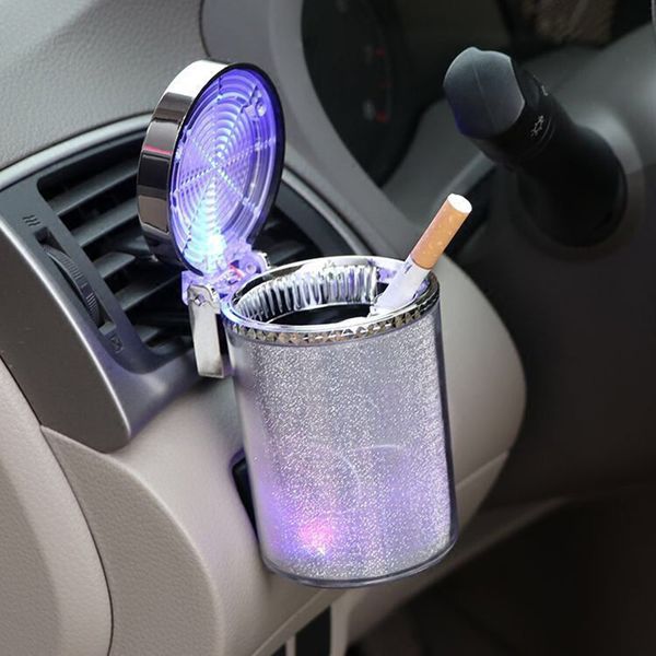

car ashtray multi-function air outlet hanging car ashtray round led light interior jewelry