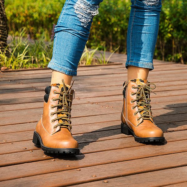 

parkside wind 2019 autumn women ankle boots pu leather motorcycle boots winter warm mixed colors shoes female lace-up, Black