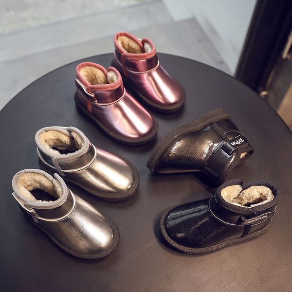 

девушки австралия стиль дети snow boots блестки дети зима корова кожаные сапоги марк kid мальчик дети ребенок теплого matin ботинки eur 23-3, Black;grey