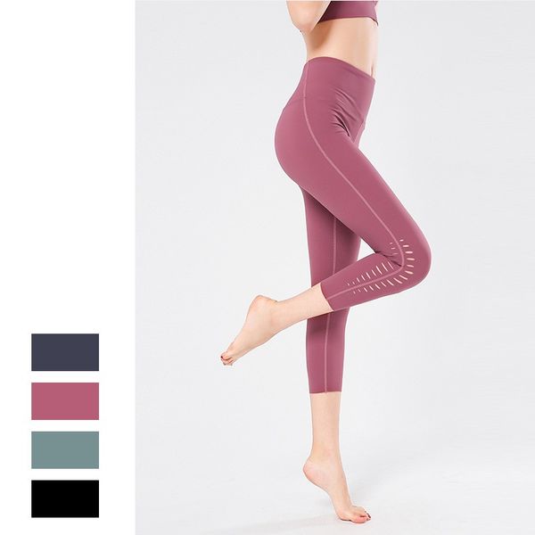 

lu comfort бег брюки высоко эластичные талии пунктирной hollow тонкого йог леггинсы одежда быстро сушка спорт брюкам женского 64lyc e19, White;red