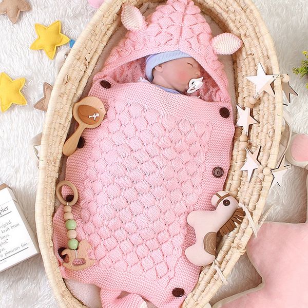 

newborn baby winter warm sleeping bags infant button knit swaddle wrap swaddling stroller wrap toddler blanket sleeping bags