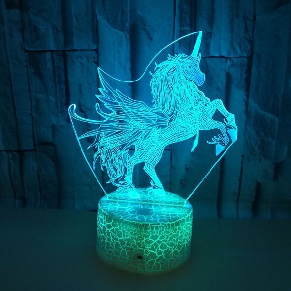 

cross-border electricity suppliers unicorn colorful touch 3d small night-light crackle 3d led three-dimensional vision small night-light