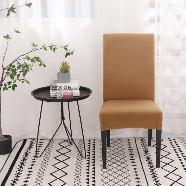 

4/6pcs chair cover elastic thin stretch seat case pure camel color slipcover chair cover home l banquet decoration