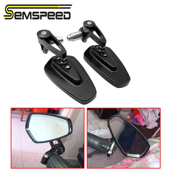 

semspeed 1 pair 7/8" 22mm universal motorcycle aluminum rear view black handle bar end side rearview mirrors
