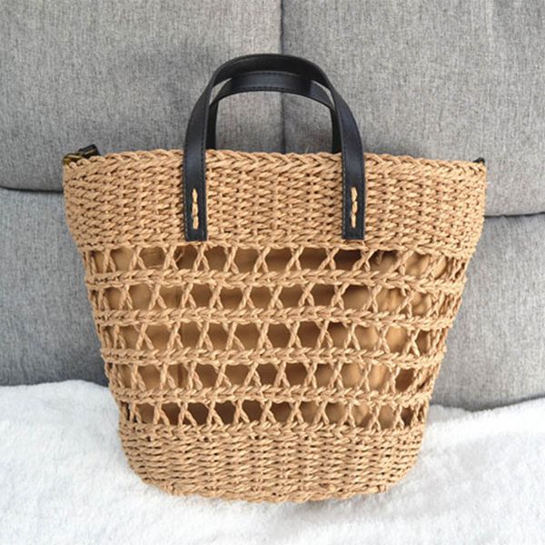 

2010 new women's hollow woven paper rope handbag leather shoulder strap portable crossbody bag