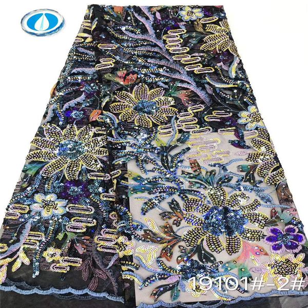 

jianxi.c-72818 latest arrival 5 yards new design african lace fabric with sequins for party dress, Black;white