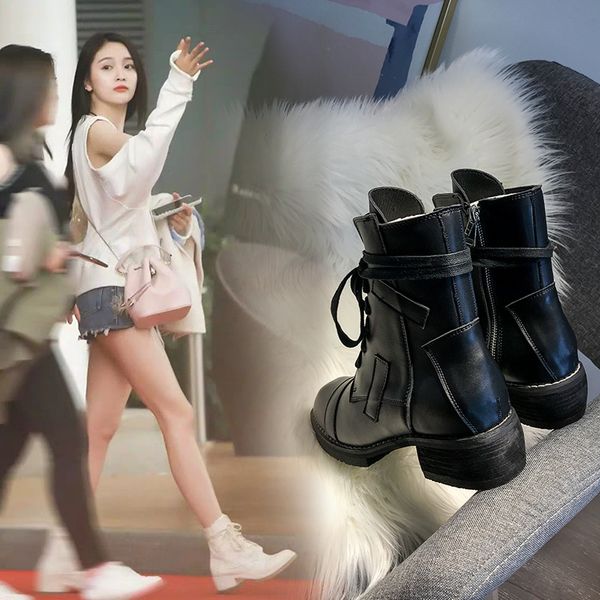 

2019 new boots boots british style thick bottom motorcycle, Black