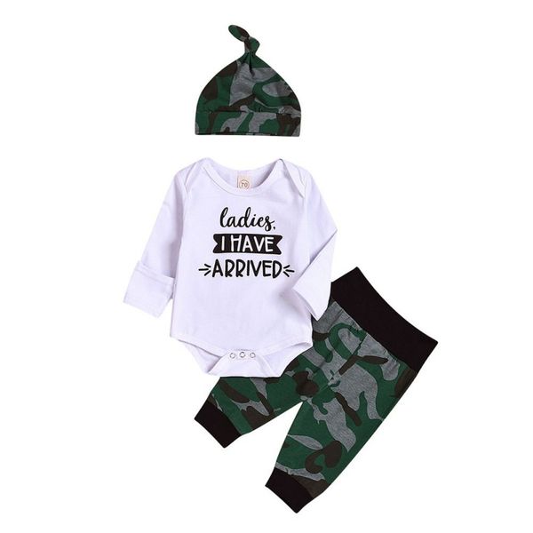 

infant 0-2y baby clothes boys girls long sleeve letters romper floral trousers hat outfits clothes baby boys #p, White