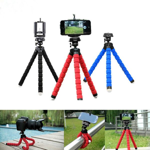 

universal flexible ocs sponge stand tripod mount car holder selfie bracket monopod for samsung iphone cell phone camera with clip
