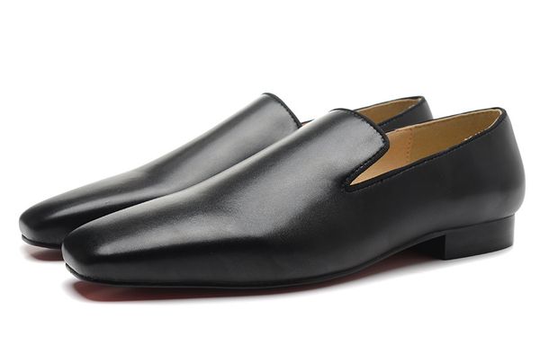 

with box]luxury designer chaussures mens dress formal shoes genuine leather red bottom designers shoes, Black
