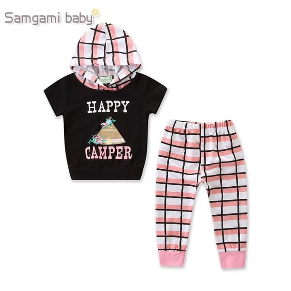 

2020 baby children's suit summer boy black hooded short sleeve + trousers, White