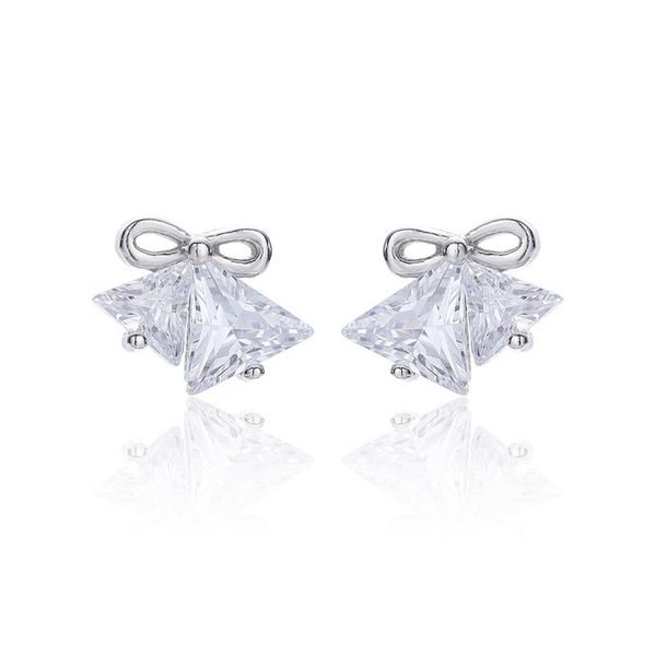 

hypoallergenic sterling silver 925 bow crystal stud earrings women luxury designer jewelry earrings 6-7206