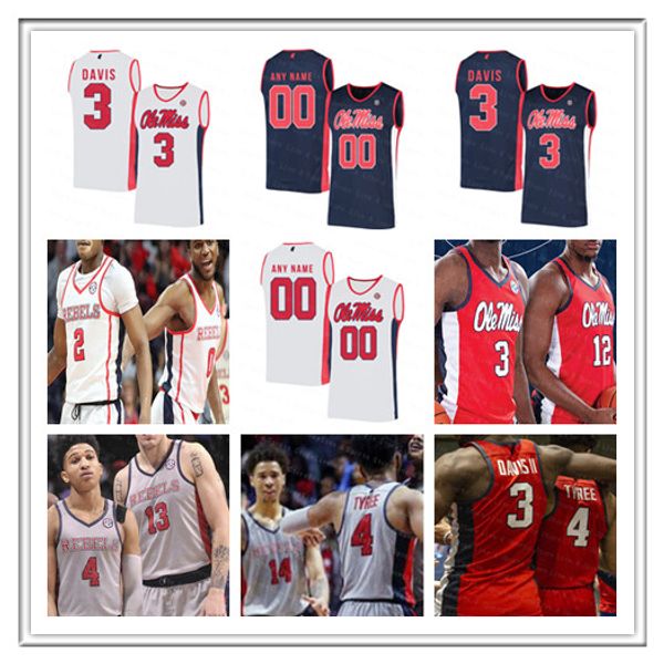 

2021 ncaa men ole miss rebels college basketball terence davis blake hinson devontae shuler khadim sy breein tyree kj buffen jerseys, Black