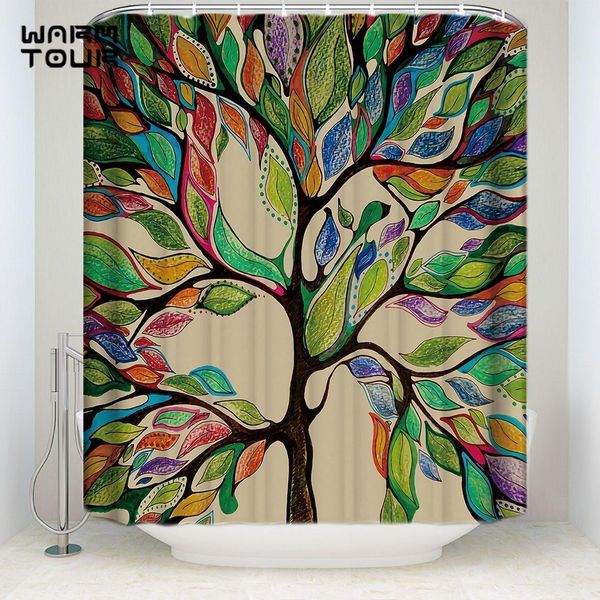 

extra long fabric bath shower curtains colorful spring tree of life mildew-resistant bathroom decor sets with hooks
