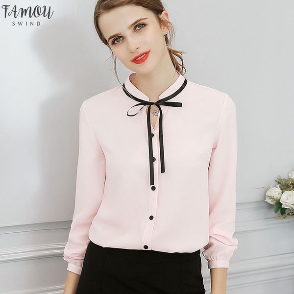 

new spring autumn office ladies blouse fashion long sleeve bow white shirt female cute bodycon work blouses blusas