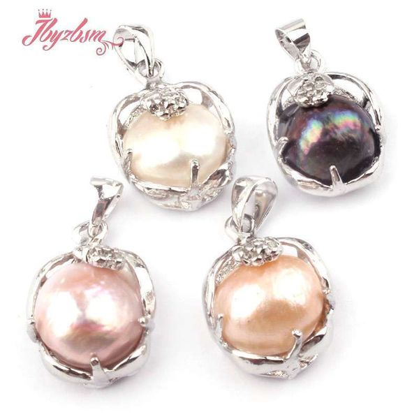 

10-11mm round freshwater pearl natural stone beads round tibetan silver for women christmas gift fashion pendant 1 pc 12x15mm