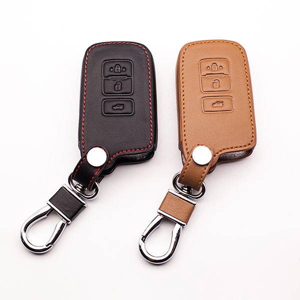 

100% genuine leather case cover fit for camry avalon rav4 for highlander land cruiser car key case 3 button car shell bag