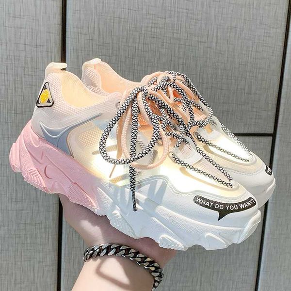 

women sneakers vulcanize running shoes breathable rainbow color fashion casuals height increasing female chunky ladies shoe 2020