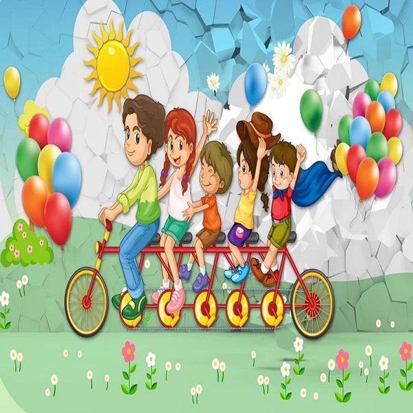 

custom large mural 3d wallpaper nordic modern world cartoon bicycle balloon bedroom mural tv back wall decor deep 5d embossed