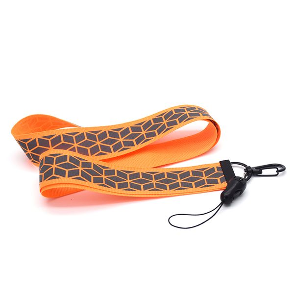 

30pcs/lot orange silver lanyard geometric reflection phone lanyard key strap document badge hang rope customizable lanyards c137
