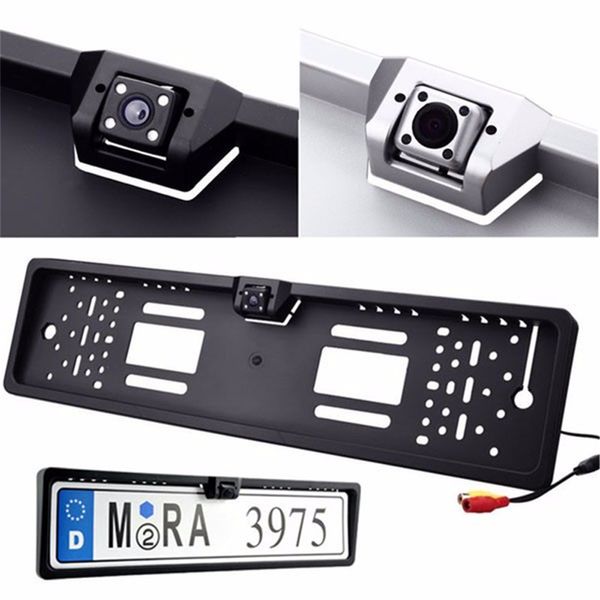 Auto freeshipping 1 set Telaio targa Europa ad alta definizione impermeabile e 4 LED a 170 gradi con telecamera per retromarcia