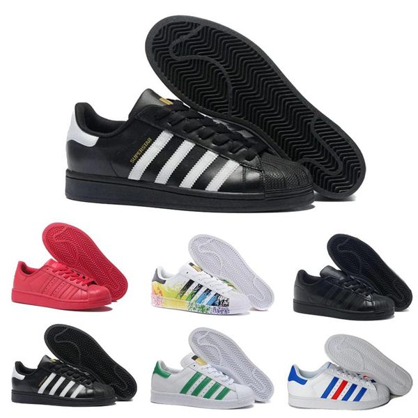 

2018 superstar original white hologram iridescent junior gold superstars originals super star women men casual shoes 36-45