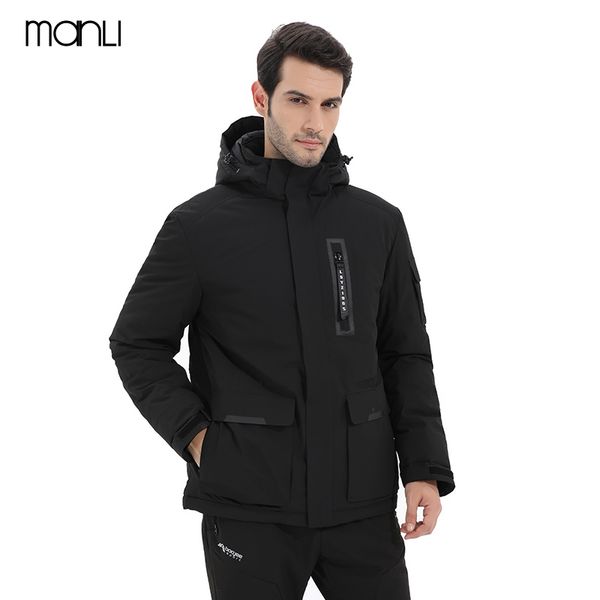 

manli design thick warm winter leisure cotton-padded down hiking jacket men detachable coat men thick winter coats big size 5xl, Blue;black