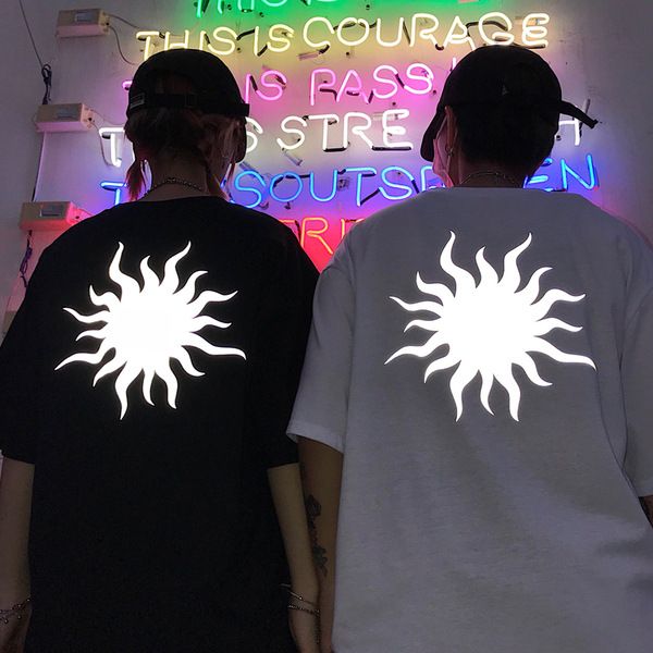 

ancient feeling girl hong kong taste tide reflective super fire short-sleeved t-shirt female loose lazy wind mourning clothes, White