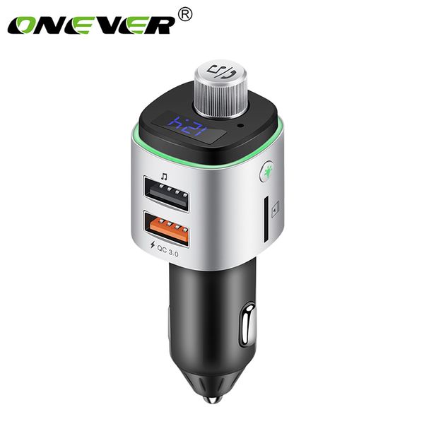 

onever fm transmitter qc3.0 fast charger wireless bluetooth modulator car radio adapter mp3 player dual usb with ambient light
