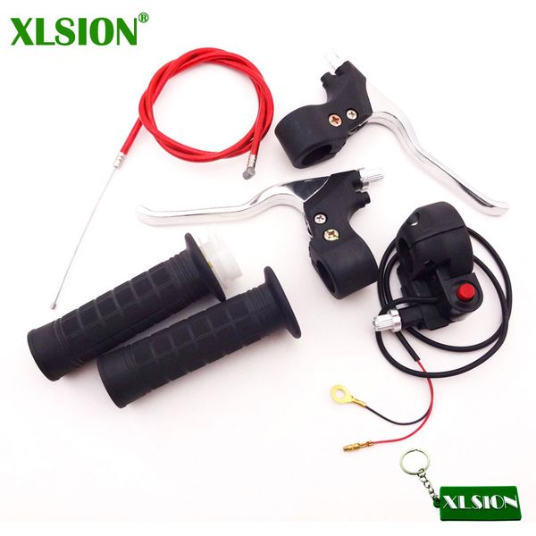 

xlsion minimoto hand grips kill sswitch twist throttle cable alloy brake levers for 43cc 47cc 49cc chinese pocket mini bike