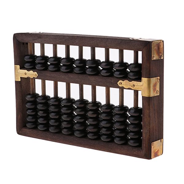 

9 digits black chinese wooden abacus arithmetic calculating tool