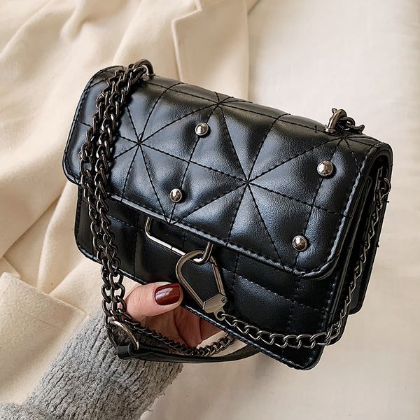 

small black bag women's bag 2020 popular new wave wild women's messenger shoulder chain fashion small square