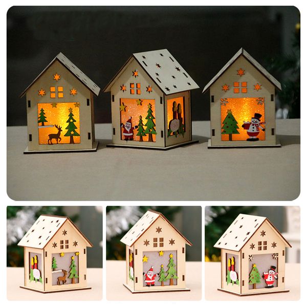 

christmas led light medium size wood house 3 styles christmas trees decorations hanging ornaments xmas holiday nice gift dhl jy436