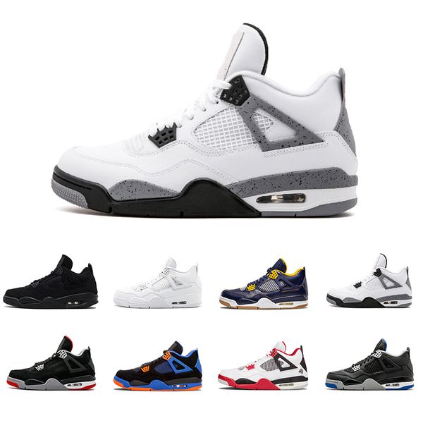 

роялти новый 4 4s мужская баскетбол классический чистый деньги белый цемент хищники черный кот разводят огонь красный тренеры спортивные кро