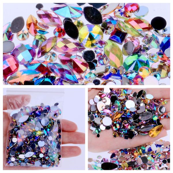 

variety of shapes and sizes and many colors nail art rhinestone decoration flat back acrylic beads nails accessories face gems, Silver;gold