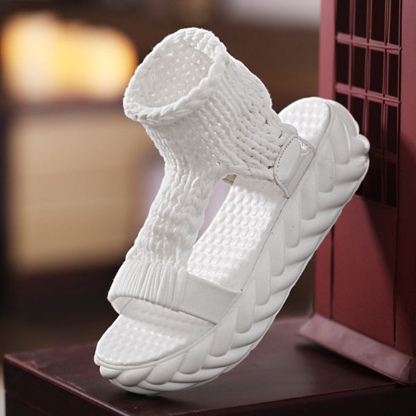 

designer platform sandals women gladiator sandals summer flat shoes thick heels ladies white sandalias casual zapatos mujer y190706, Black