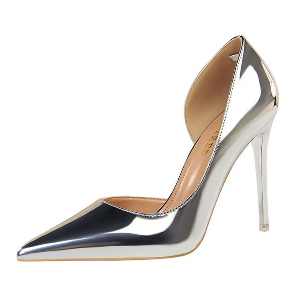 

plus size us4-12 new women pumps beautiful lady dress shoes side-open patent leather design pointed toe stiletto heels party shoes, Black