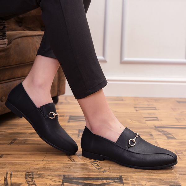 

plus size men's casual party dresses print pattern soft leather shoes slip-on tassel shose breathable loafers chaussure homme, Black